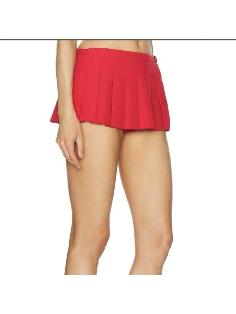 Sandy Liang Franc Micro Skort Mini Pleated Red - Picture 11 of 13